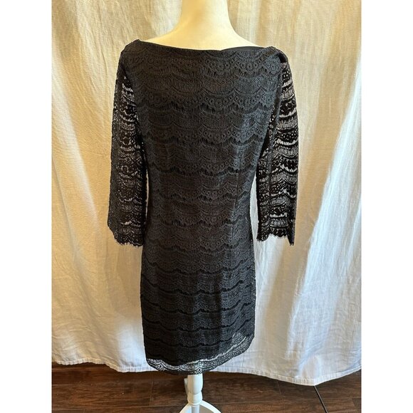 White House Black Market Scallop Victorian Lace Shift Cocktail‎ Party Dress Sz M - Picture 5 of 11